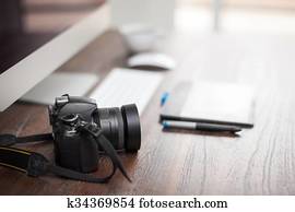 Closeup of a photographer's desk Closeup of a photographer's desk