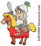 karikatur, ritter, sitzen, auf, pferd karikatur, ritter, sitzen, auf, pferd