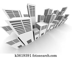 Office and building abstract city view