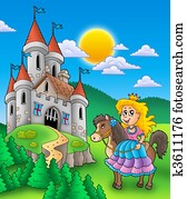 Princess on horse with castle Princess on horse with castle