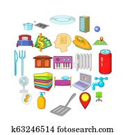 Pub icons set, cartoon style Pub icons set, cartoon style