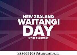 Waitangi Day. New Zealand. 6th of February. Holiday concept. Template for background, banner, card, poster with text inscription. Vector EPS10 illustration.