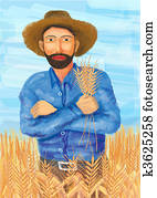 a, חקלאי, ב, תחום של חיטה