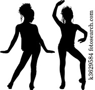 joie, silhouette, enfants