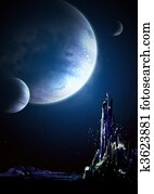 Landscape in fantasy planet Landscape in fantasy planet