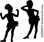 silhouette, mode, enfants