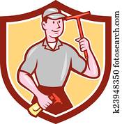 Window Washer Cleaner Squeegee Shield Cartoon