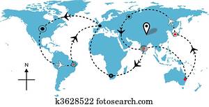 עולם, מטוס, טיסה, טייל, מתכונן, קשרים