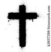 crucifixos, pulverizador, graffiti, tinta, vetorial, doente
