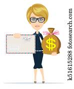 envelope and money bag envelope and money bag