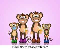 familia, monos