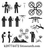 Man Controlling Drone Quadcopter Man Controlling Drone Quadcopter