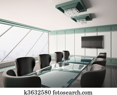 Modern boardroom interior 3d