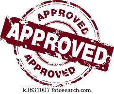 Office stamp with the word approved