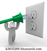 Person Lifting Power Plug to Electrical Outlet Person Lifting Power Plug to Electrical Outlet