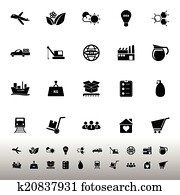 suministro, cadena, y, logístico, iconos, blanco, plano de fondo