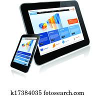 tablette pc, und, klug, telefongerät