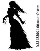 Victorian ghost or a vampire woman silhouette Victorian ghost or a vampire woman silhouette