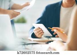 arbeitstag, in, büro.