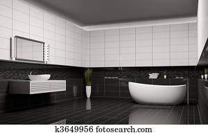 Blanco, baño, debajo, reflejado, cubo, estantes, en, beige, embaldosado