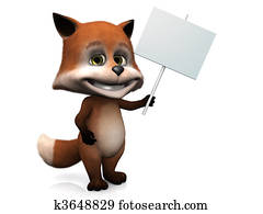 Cute cartoon fox holding blank sign. Cute cartoon fox holding blank sign.