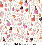 Manicure equipment vector seamless pattern Manicure equipment vector seamless pattern