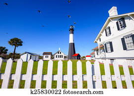 Casas, waterside, en, capellán, isla, meridional, tejas, estados unidos