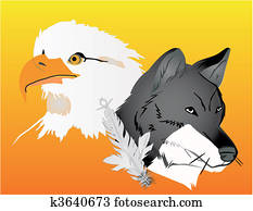 Wolf and Eagle spirits illustration Wolf and Eagle spirits illustration