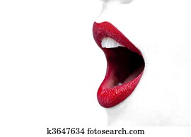 Womans mouth wide open with red lipstick. Womans mouth wide open with red lipstick.