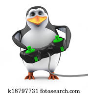 3d Penguin video gamer