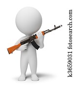 3d small people - soldier with ak74 3d small people - soldier with ak74