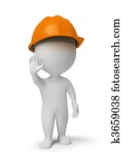 3d small people - worker at a stop pose 3d small people - worker at a stop pose