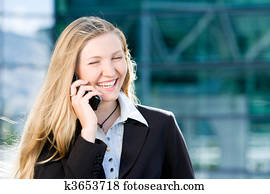 blondýnka, business eny oproti proměnlivý, telefon
