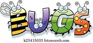 caricatura, bugs, palavra