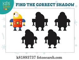 Find the correct shadow for cute cartoon robot educational preschool kids mini game Find the correct shadow for cute cartoon robot educational preschool kids mini game