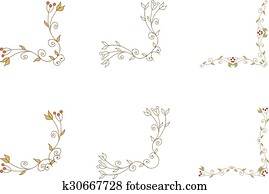 Clipart of , border, corner, floral, leaves, scroll, vine, u19850863
