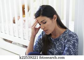 Frustrated Mother Suffering From Post Natal Depression Frustrated Mother Suffering From Post Natal Depression