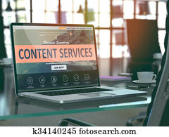 Laptop Screen with Content Services Concept. Laptop Screen with Content Services Concept.