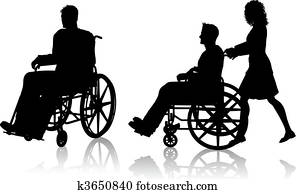 Man and woman with wheelchair Man and woman with wheelchair