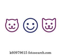 mann, katz, und, hund, gesicht, symbol mann, katz, und, hund, gesicht, symbol