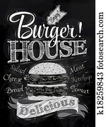 Poster lettering Burger House chalk Poster lettering Burger House chalk