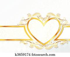 Rococo wedding banner with a heart Rococo wedding banner with a heart