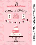 כרטיס, עם, עוגה של חתונה