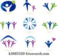 comunidad, red, y, social, iconos