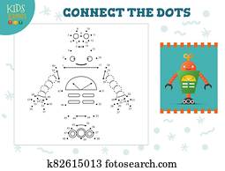 Connect the dots kids mini game vector illustration. Preschool children education activity Connect the dots kids mini game vector illustration. Preschool children education activity