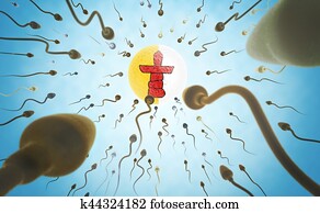 Immigration concept: Sperms swimming towards Nunavut.(series)