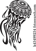 Jellyfish tattoo in Maori style. Vector illustration EPS10 Jellyfish tattoo in Maori style. Vector illustration EPS10