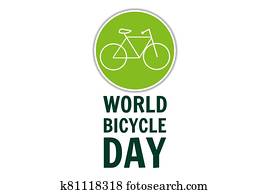 World Bicycle Day. June 3. Holiday concept. Template for background, banner, card, poster with text inscription. Vector EPS10 illustration.