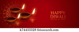 מציאותי, diya, מנורה, diwali, אדום, דגל, עצב