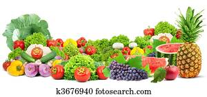 Colorful healthy fresh fruits and vegetables